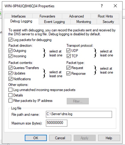 windows-dns-debug-settings
